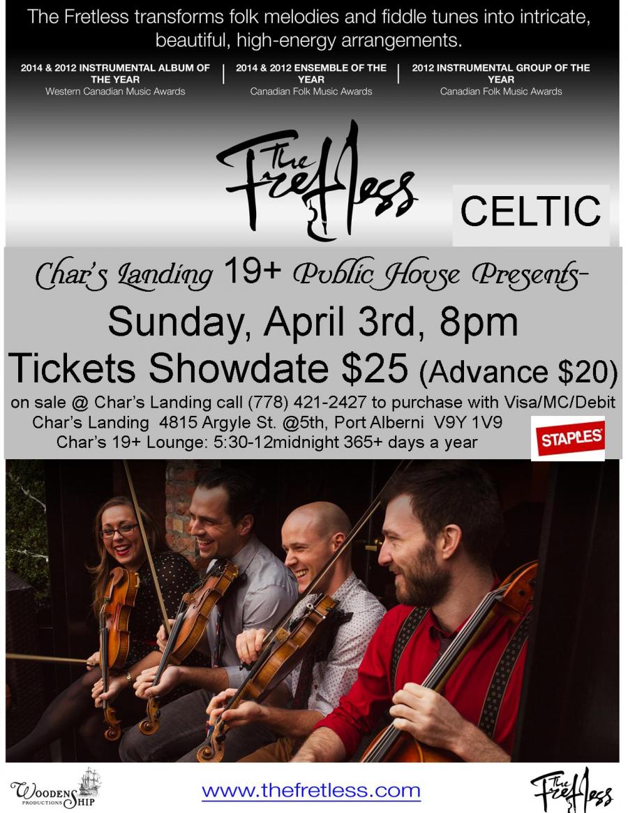 Concert The Fretless Spring to BC Celtic String Quartet (8pm) Alberni.ca